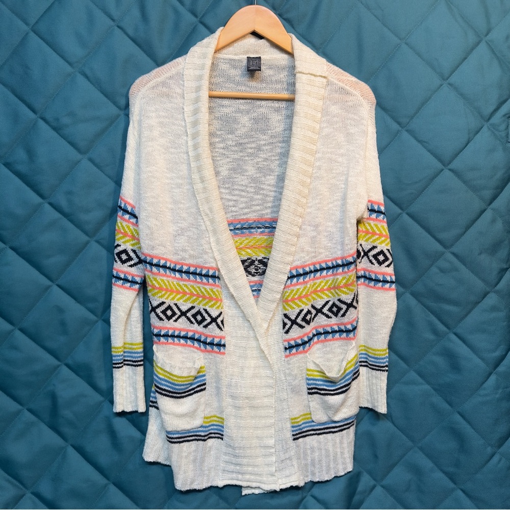 Empyre Pink and White Cardigan Sweater with Relaxed Fit